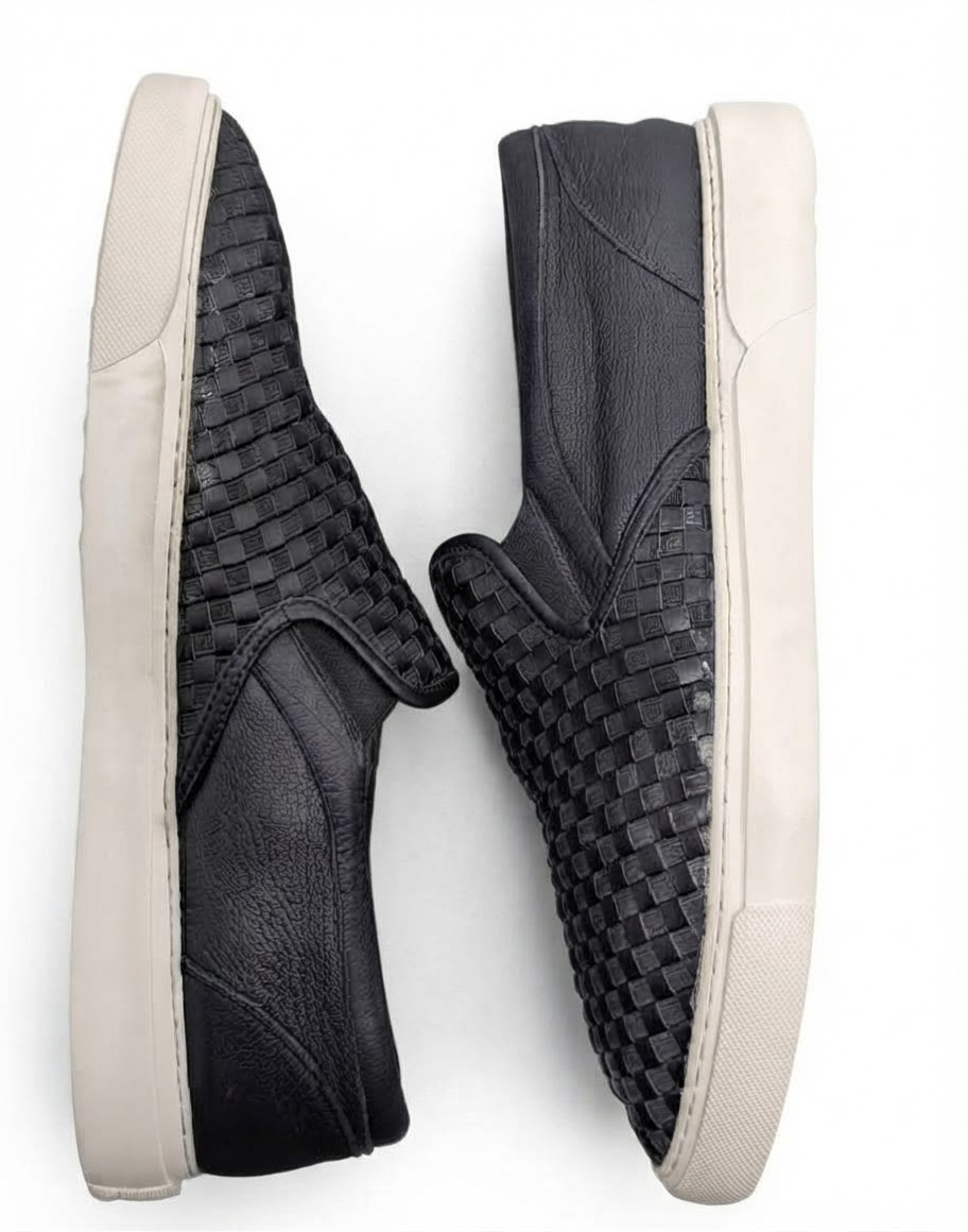 Elcanto Black Woven Slip-On Sneakers - Image 2